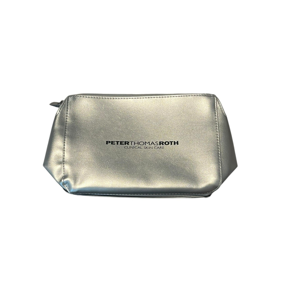 Peter Thomas Roth Silver Cosmetic Travel Toiletry Bag
